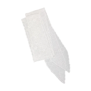 Élégant ruban à cheveux en dentelle florale blanche avec broderie et bords festonnés