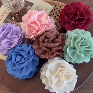 Elegant Sweet Embroidered Rose Flower Lace Hair Claw Clip Large Fabric Floral Shark Clip Women Girls Hair Accessories