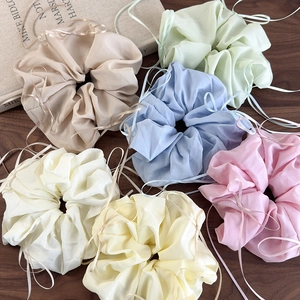 Chouchous élégants en organza français avec longs rubans en six couleurs pastel morandi