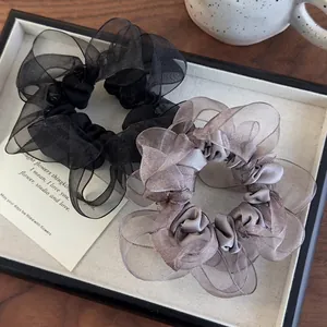 Large Organza Scrunchie Elegant Pleated Hair Tie Volume Enhancing Elastic Hair Band For Women Girls Hair Accessories
