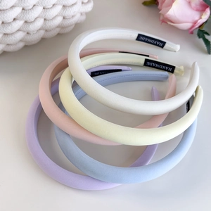 Stylish macaron color padded sponge headband collection for women with soft fabric finish