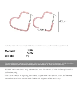 Technical specifications and size guide for pink heart enamel hoop earrings