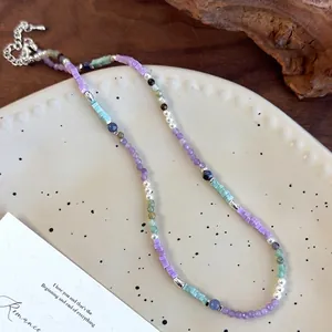 Collier Perlé Coloré Fait à Main Cristal Artificiel Résine Künstliche Perles Carrées Künstliche Perle Blanche Femmes Bijoux Bohème Cadeau