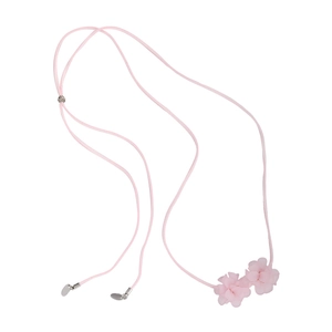 Collier choker camélia rose avec fleurs en tissu et cordons longs réglables