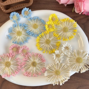 Colorful Sun Flower Drop Earrings For Women Exaggerated Beach Vacation Style Alloy Floral Statement Earrings Fashion Jewelry