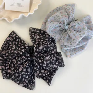Süße Chiffon Blumen Schleife Haarklammer Große Elegante Haarkralle Koreanischer Stil Frische Haar Accessoires Für Damen