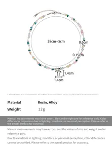 Dimensions détaillées du collier de perles en résine avec pendentif nœud et mesures