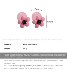 Detailed view of resin flower earrings with size dimensions 1.5cm by 1.9cm
