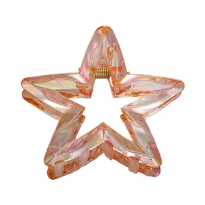 Holographic star acrylic hair claw clip with colorful iridescent gradient finish