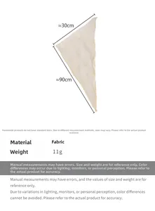 Guide des tailles du foulard triangle crème brodé de roses, dimensions 90cm par 30cm