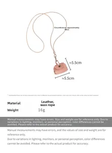 Dimensions collier mini porte-monnaie en cuir PU rose avec cordon 88cm et pendentif
