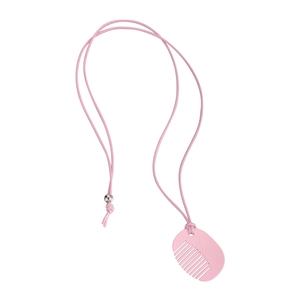 Summer dopamine colorful comb pendant necklace with pink cord and silver bead detail