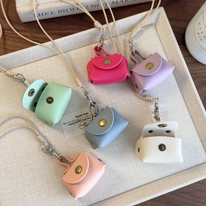 Mini porte-monnaie en cuir PU collier pendentif avec cordon tressé en six couleurs pastel