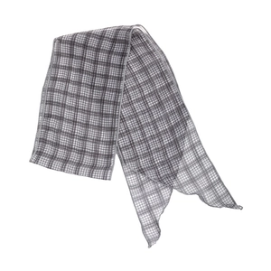 Classic Korean style black and white plaid narrow long skinny scarf for women