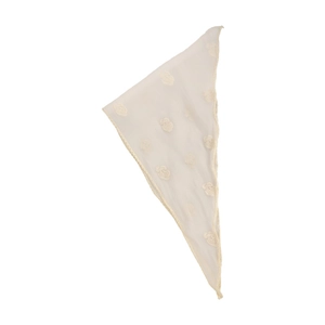 French style triangle head scarf with white rose embroidery and scalloped lace edges