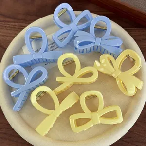 Pince à Cheveux Noeud Papillon en Acrylique pour Femmes Couleurs Macaron Grandes Pinces pour Accessoires de Mode