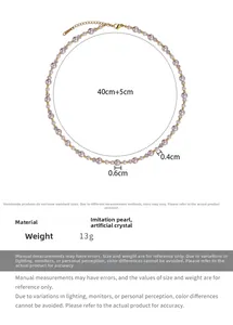 Spécifications du collier de perles roses et cristaux 40cm avec extension de 5cm