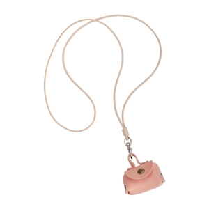 Mini sac à monnaie en cuir PU rose avec bouton doré vintage et cordon crème