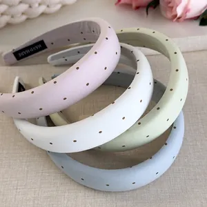 Serre-tête Rembourré en Éponge à Pois Pastel Doux pour Femmes Bandeau en Tissu Minimaliste Coréen pour Lavage Quotidien du Visage