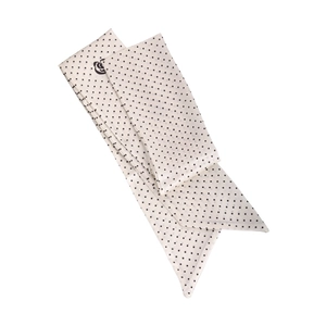 Polka dot camellia twilly silk scarf in cream white and black for women neckwear