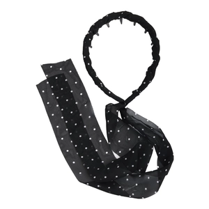 Black polka dot ribbon headband with built-in hair comb for sweet and elegant styling
