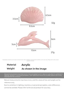 Detailed size specifications for pink jelly-colored shell and dolphin acrylic hair claws
