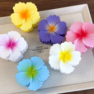 Set of 6 hibiscus flower hair claws in matte gradient colors for summer beach vacation look