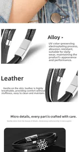 Details von geflochtenem Lederarmband mit silbernem Ruderanhänger und Magnetverschluss