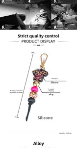 Detailed view of leopard print silicone charm with Scrub Life text and colorful beads