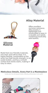 Detail of silicone leopard beads and Scrub Life charm on a durable alloy keychain