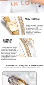 Details eines mehrlagigen Boho-Lederarmbands mit Perlen und magnetischem Goldverschluss