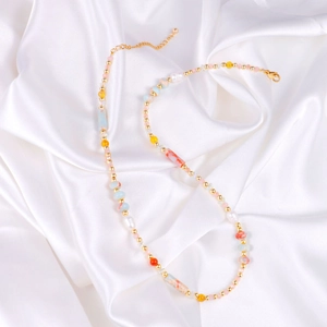 Künstliche Barockperle Naturstein Künstliche Perlenkette Für Damen Edelstahlkette Bunte Kristall Choker Böhmischer Schmuck