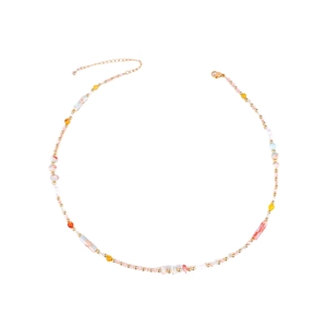 Bunte Halskette aus Natursteinperlen mit Goldkette im eleganten Bohème-Stil für Damen