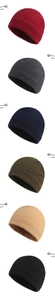 Detailed view of six fleece thermal beanies in various colors for outdoor cycling and skiing