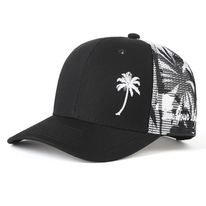 Summer Fashion Coconut Tree Embroidered Baseball Cap Mesh Trucker Hat For Men Women Sun Protection Travel Outdoors Casual Adjustable Hat