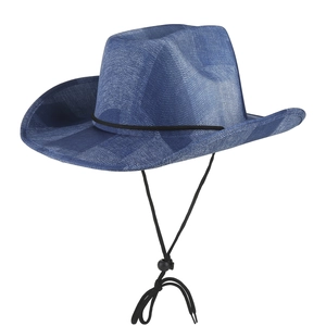 American Vintage Western Cowboy Hat For Men Women Polyester Denim Print Sun Protection Adjustable Outdoor Casual Jazz Hat