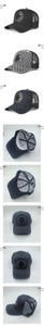 Detail view of breathable mesh trucker hats with star patch and adjustable strap closure