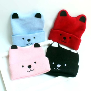 Bonnet en Tricot Ours pour Tout-petit Bonnet d'Hiver Chaud Protection des Oreilles Mignon Dessin Animé Animal pour Bébé Garçons Filles