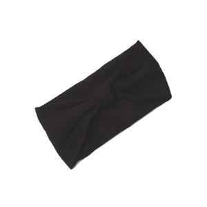 Fascia per capelli in maglia nera classica da donna con elegante nodo a fiocco