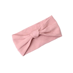 Fascia per capelli in maglia a coste rosa da donna con elegante nodo a torsione