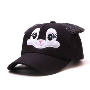Kids Cartoon Rabbit Baseball Cap Sequin Animal Ears Embroidered Sun Hat Cotton Adjustable Outdoor Fashion Cap For Boys Girls