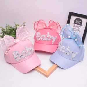Cappello Da Baseball Per Bambini Con Grande Fiocco In Pizzo Decorazione Di Künstliche Perle Strass Lettera Baby Cotone Cappello Da Sole Per Viaggi