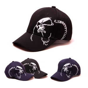 Cotton Baseball Cap With Embroidered Skull Gothic Punk Streetwear Adjustable Sun Hat For Men Women Outdoor Sports Dad Hat
