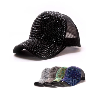 Casquette de Baseball avec Strass pour Femme Chapeau de Soleil en Maille Respirante avec Cristaux Scintillants Style Trucker