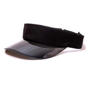 Visiera parasole unisex in PVC nero con cinturino in tessuto per spiaggia e attività all'aperto