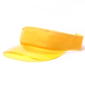 Visiera parasole unisex in PVC giallo con fascia in tessuto per attività estive