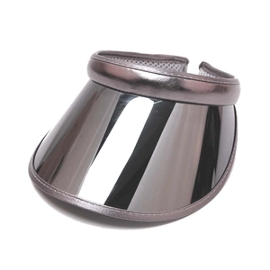 Dark gray metallic sun visor with a large reflective mirror brim for UV protection