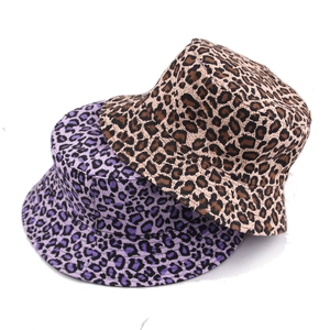 Fashionable Reversible Leopard Print Bucket Hat For Women Men Cotton Sunshade Flat Top Outdoor Casual Animal Pattern Sun Hat