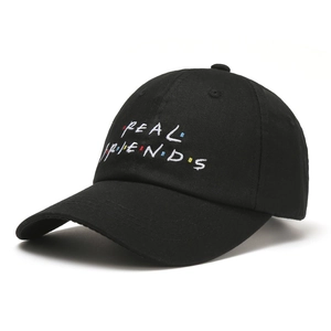 Real Friends Embroidered Cotton Baseball Cap For Women Men Fashion Washable Adjustable Outdoor Sport Sun Shading Hat