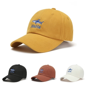 Korean Version Casual Shark Embroidery Baseball Cap Women Fashion HaHa Letter Embroidered Sun Protection Curved Brim Hat